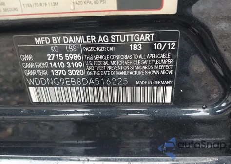 2013 Mercedes-Benz S 550 4Matic z USA, uszkodzony, nr VIN WDDNG9EB8DA516225